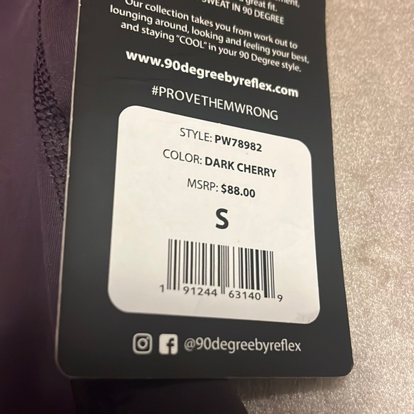 90 degree by Reflex pocket leggings, dark Cherry color, small, new - Picture 9 of 10